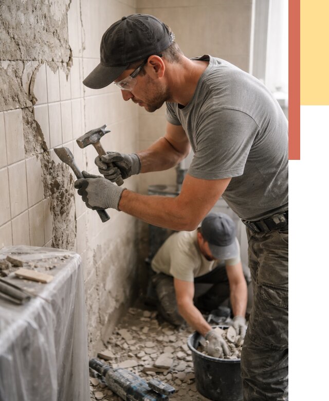 Демонтаж плитки со стен в Луховицах от 879 руб. — быстро и недорого | ОТДЕЛОЧНИК-Лхв