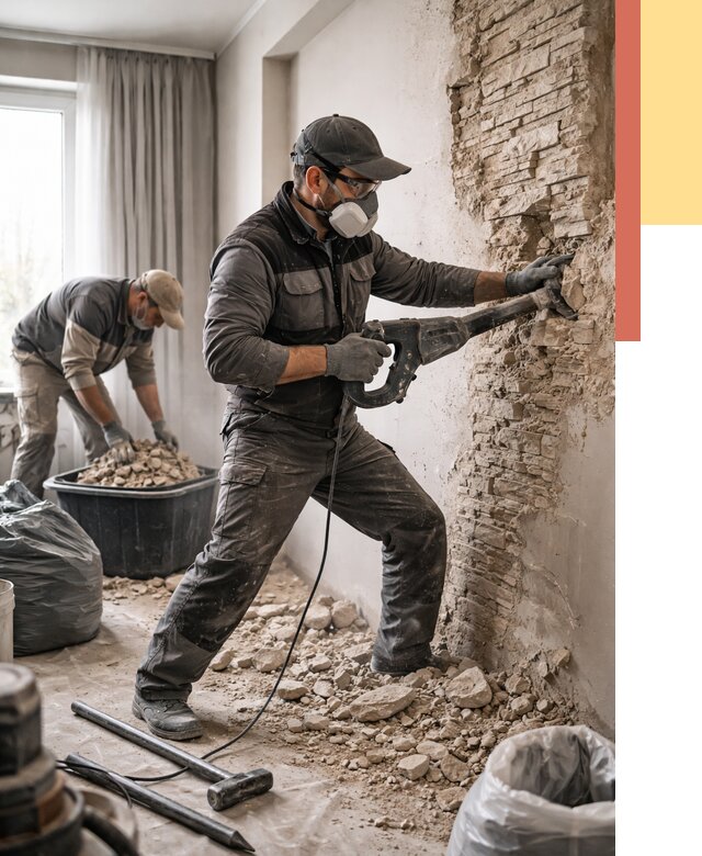 Демонтаж декоративного камня в Луховицах от 1500 руб/м² — быстро и недорого | ОТДЕЛОЧНИК-Лхв