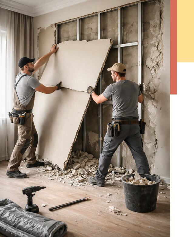 Демонтаж гипсокартона со стен в Луховицах от 362 руб. — услуги демонтажа | ОТДЕЛОЧНИК-Лхв