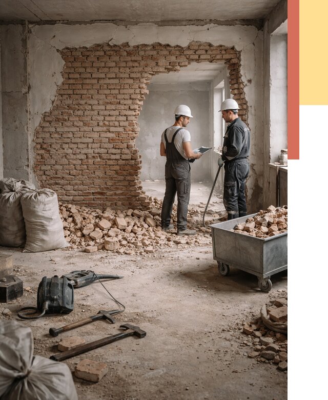 Демонтаж кирпичных стен в Луховицах от 4345 руб. — быстро, недорого, под ключ | ОТДЕЛОЧНИК-Лхв