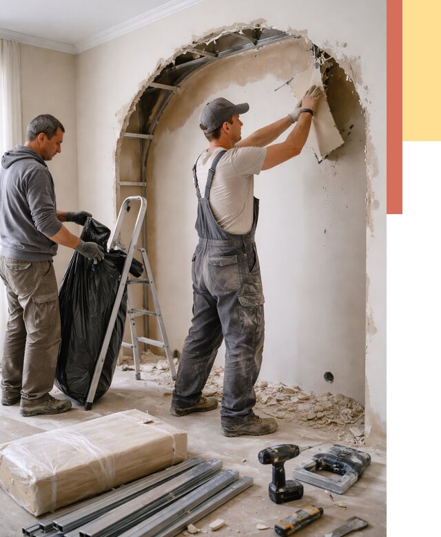 Демонтаж арки из гипсокартона в Луховицах от 3621 руб. — услуги под ключ | ОТДЕЛОЧНИК-Лхв