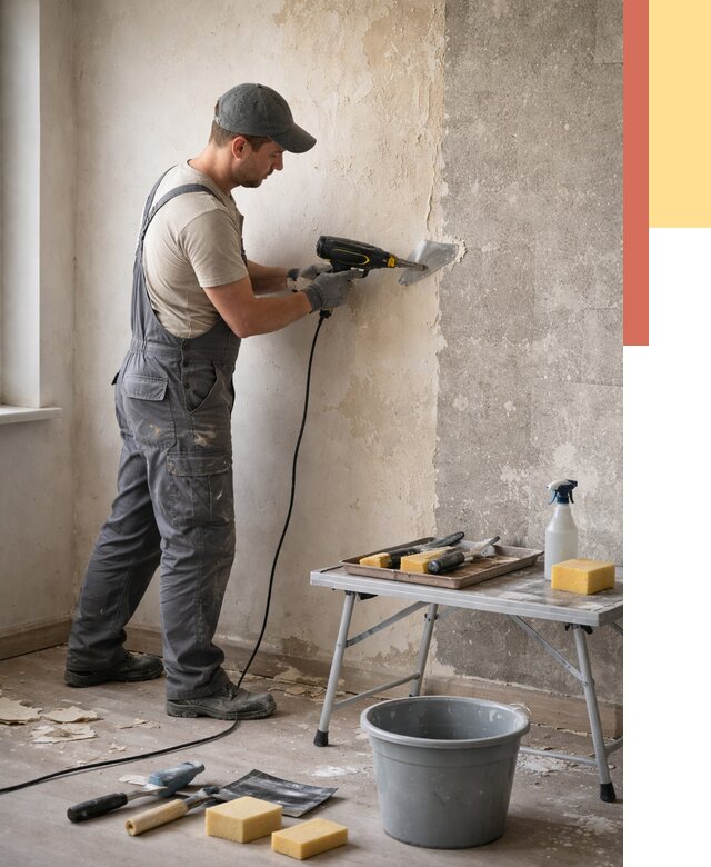 Очистка стен от клея в Луховицах от 1914 руб. — снятие и удаление клея со стен | ОТДЕЛОЧНИК-Лхв