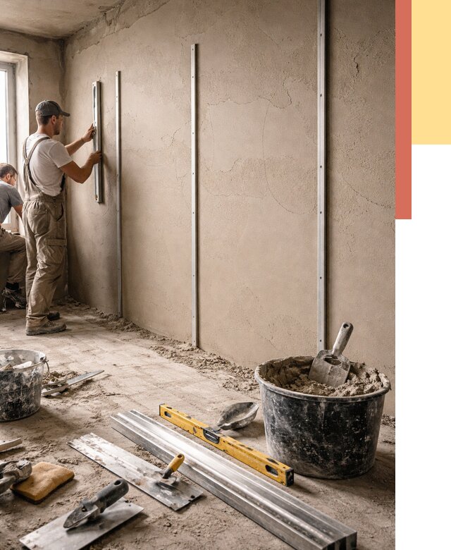 Штукатурка стен по маякам в Луховицах от 5690 руб./м² — выравнивание под ключ | ОТДЕЛОЧНИК-Лхв