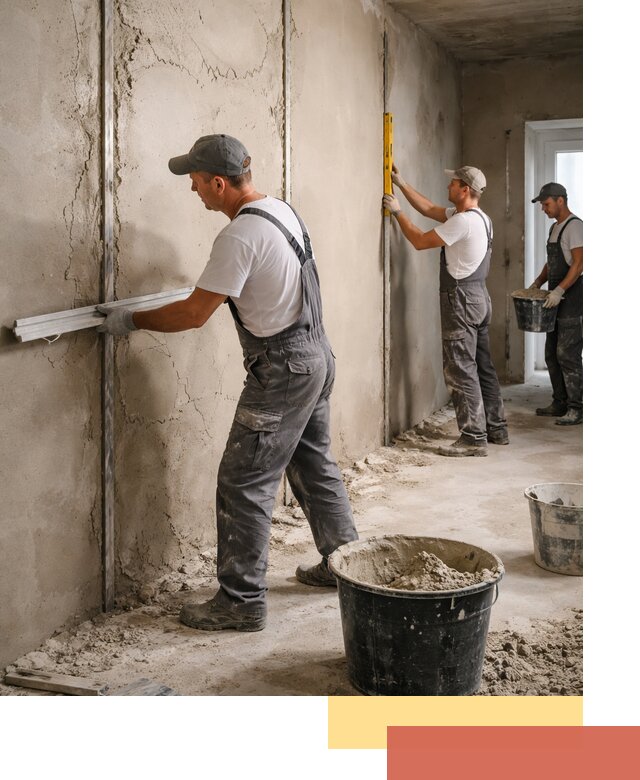 Штукатурка стен по маякам в Луховицах — точная и ровная поверхность