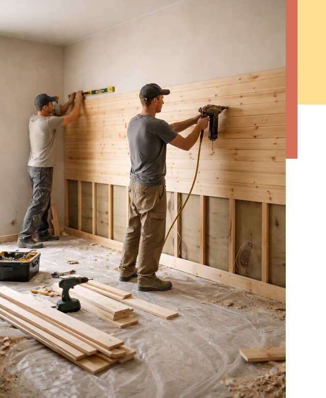 Монтаж деревянной вагонки на стены в Луховицах от 7759 руб. | Услуги монтажа вагонки | ОТДЕЛОЧНИК-Лхв