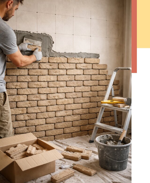 Монтаж декоративного кирпича в Луховицах от 3310 руб./м² — быстро и недорого | ОТДЕЛОЧНИК-Лхв