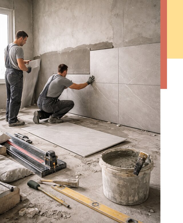 Облицовка стен керамогранитом в Луховицах от 4345 руб./м² — услуги под ключ | ОТДЕЛОЧНИК-Лхв