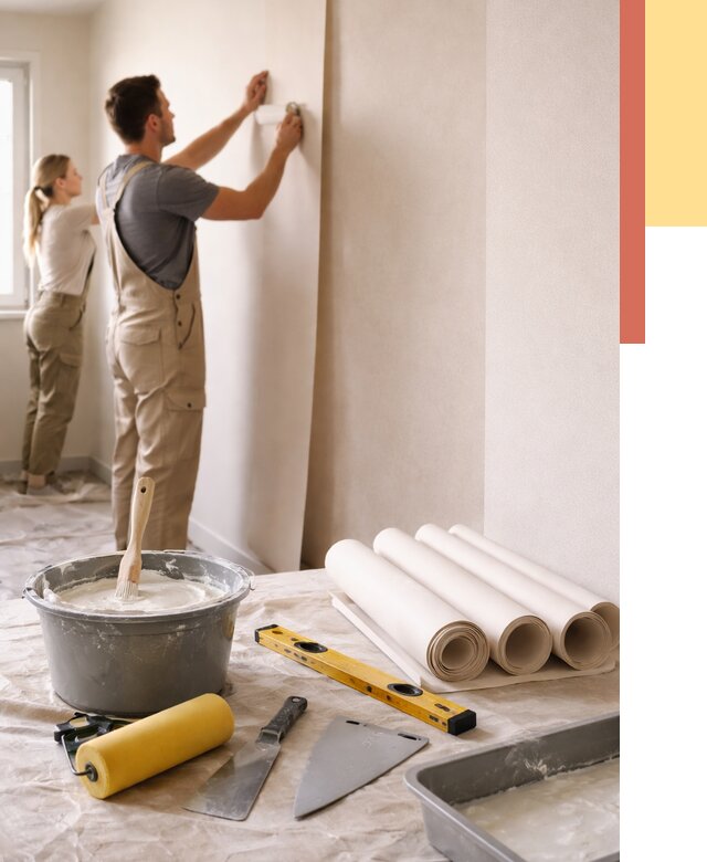 Поклейка бумажных обоев в Луховицах от 5690 руб./м2 — быстро и недорого | ОТДЕЛОЧНИК-Лхв