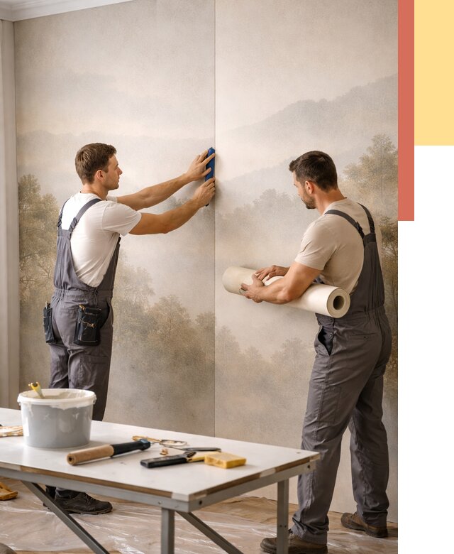 Поклейка фотообоев в Луховицах от 8793 руб/м² — быстро и недорого | ОТДЕЛОЧНИК-Лхв