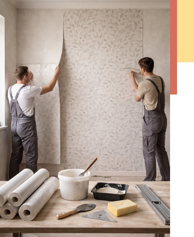 Поклейка обоев с подбором рисунка в Луховицах от 3621 руб. | ОТДЕЛОЧНИК-Лхв - быстро и недорого