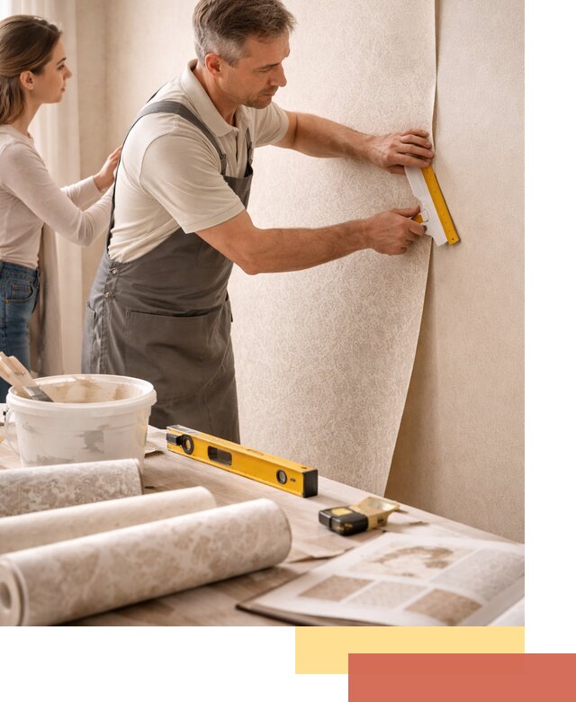 Поклейка обоев с подбором рисунка в Луховицах