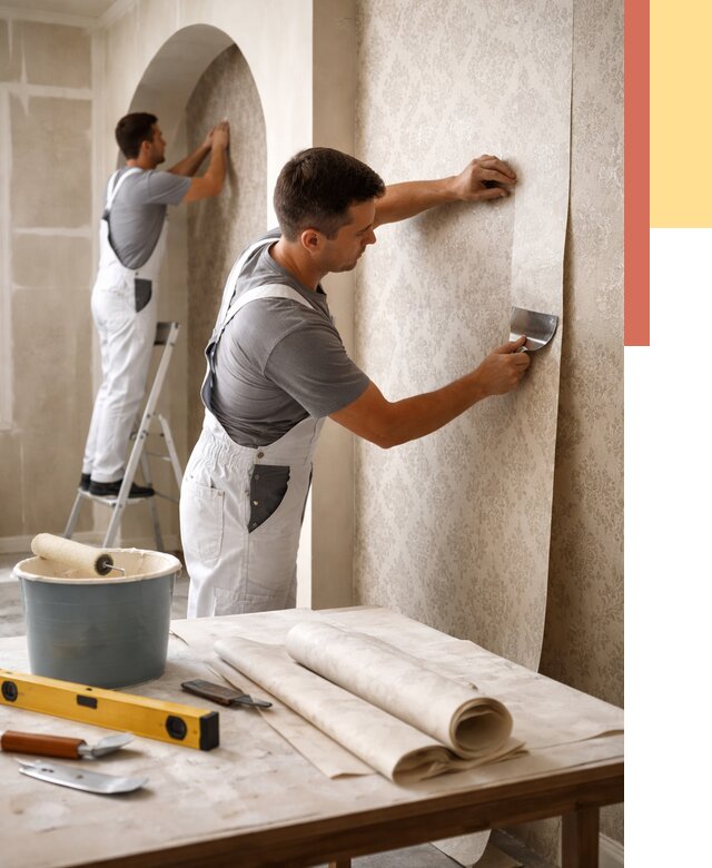 Поклейка обоев на сложные стены в Луховицах от 2897 руб. под ключ | ОТДЕЛОЧНИК-Лхв