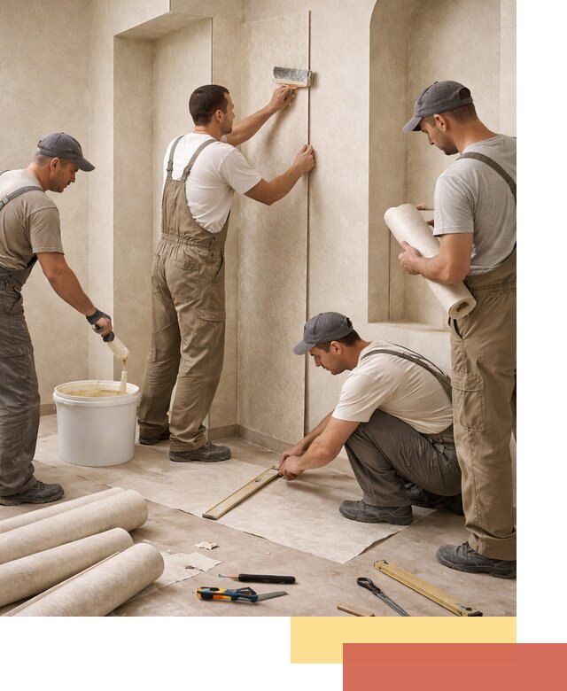 Поклейка обоев на сложные стены и неровные поверхности в Луховицах