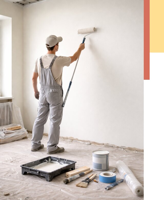 Покраска стен водоэмульсионной краской в Луховицах от 466 руб. за м² | ОТДЕЛОЧНИК-Лхв