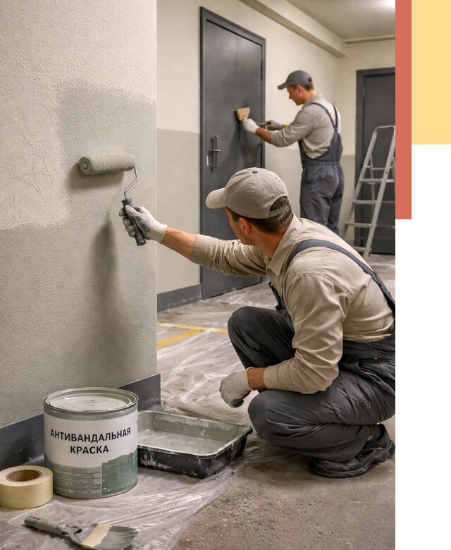 Покраска стен антивандальной краской в Луховицах от 4655 руб./м² под ключ | ОТДЕЛОЧНИК-Лхв