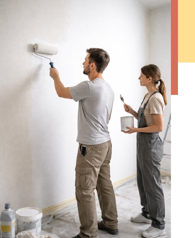 Окраска стен по стеклохолсту в Луховицах от 4655 руб/м² под ключ | ОТДЕЛОЧНИК-Лхв