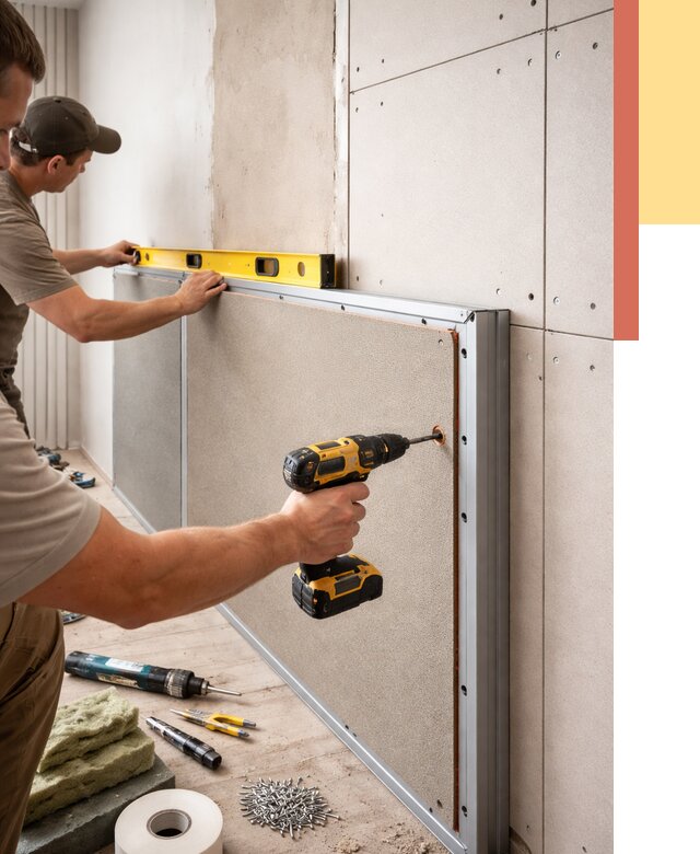 Шумоизоляция стен панелями ЗИПС в Луховицах от 2276 руб./м² под ключ | ОТДЕЛОЧНИК-Лхв