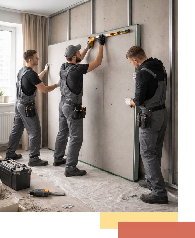 Шумоизоляция стен панелями ЗИПС в Луховицах для жилых и коммерческих помещений