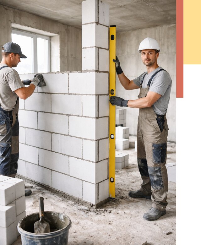 Кладка перегородок из пеноблока в Луховицах от 1862 руб. под ключ | ОТДЕЛОЧНИК-Лхв