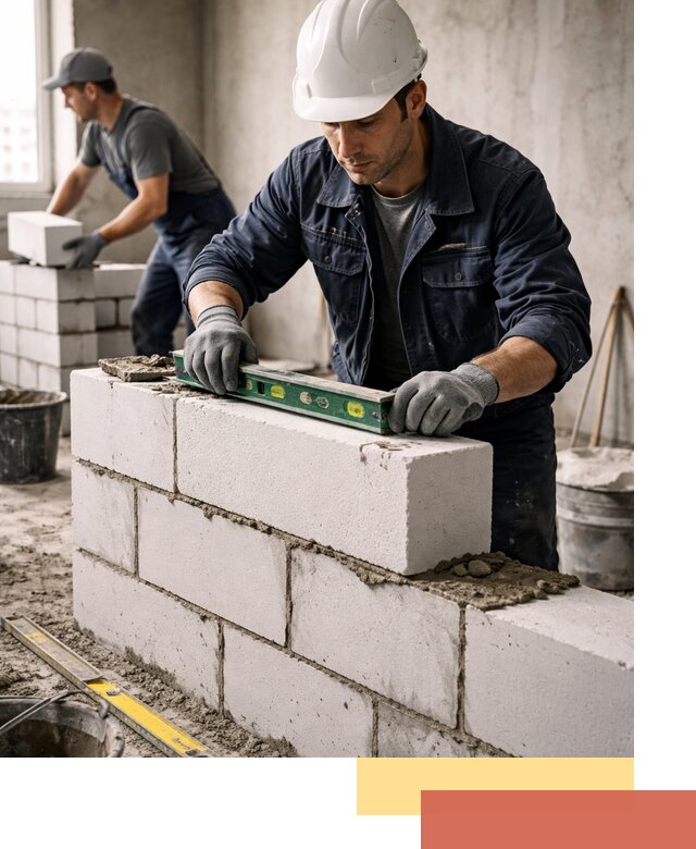 Кладка перегородок из пеноблока под ключ в Луховицах