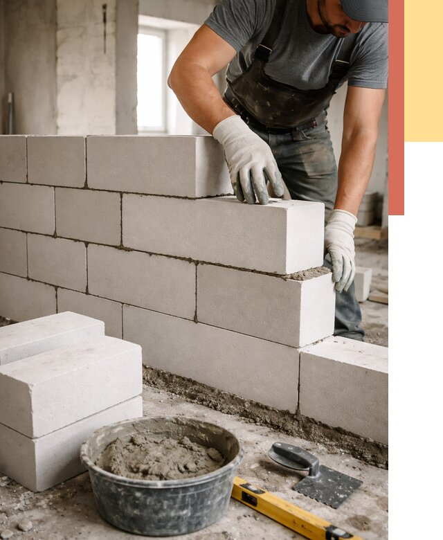 Кладка перегородок из силикатного блока в Луховицах от 4138 руб. под ключ | ОТДЕЛОЧНИК-Лхв