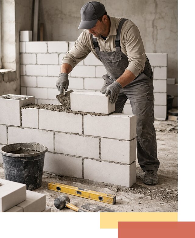 Кладка перегородок из силикатного блока в Луховицах