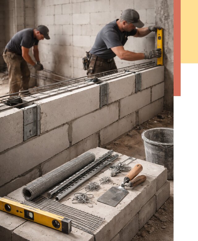 Армирование кладки перегородок в Луховицах от 776 руб. под ключ | ОТДЕЛОЧНИК-Лхв