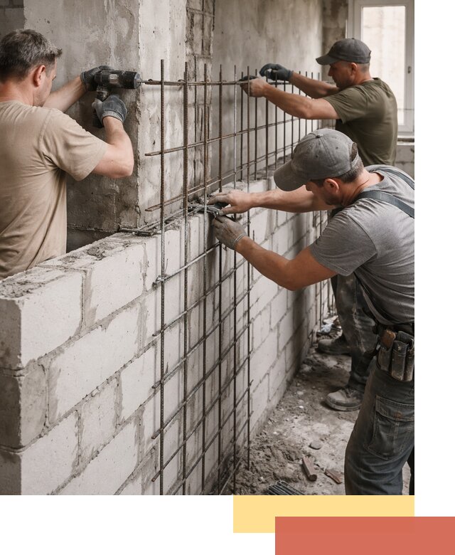 Армирование кладки перегородок в Луховицах профессионально и надёжно