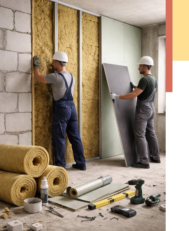 Шумоизоляция перегородок из блоков в Луховицах от 1914 руб./м² — быстро и недорого | ОТДЕЛОЧНИК-Лхв