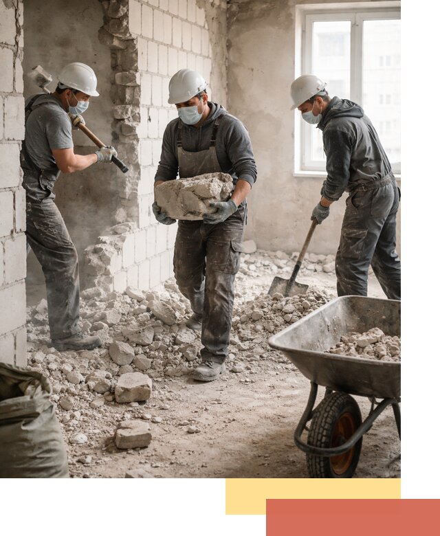 Демонтаж блочных перегородок в Луховицах быстро и аккуратно