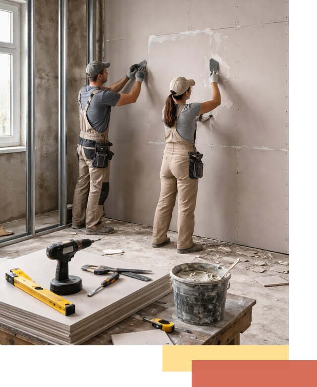 Монтаж двухслойной перегородки из гипсокартона в Луховицах