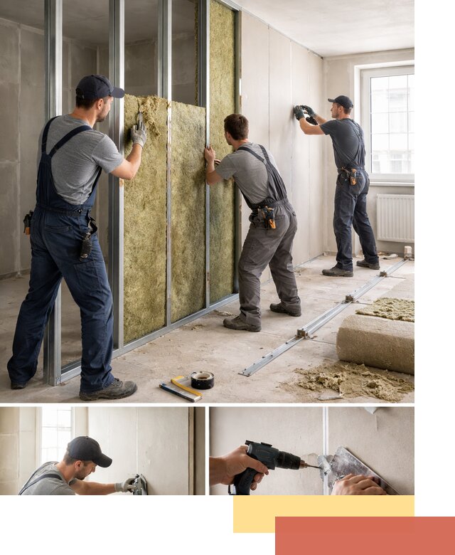 Перегородка из гипсокартона с шумоизоляцией в Луховицах — монтаж под ключ