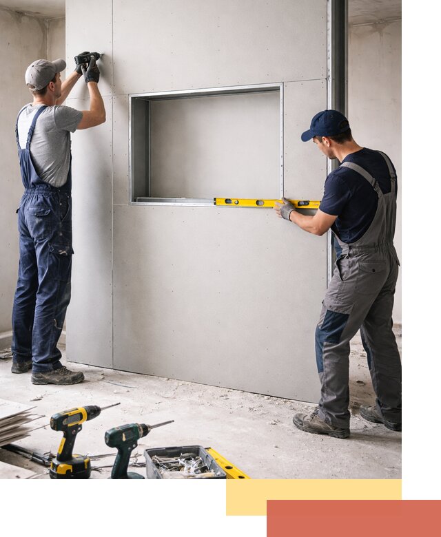 Перегородка из гипсокартона с нишей под декор в Луховицах