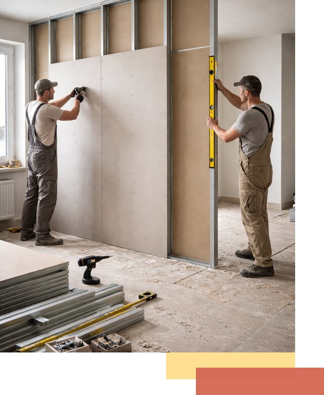 Зонирующая перегородка из гипсокартона под ключ в Луховицах