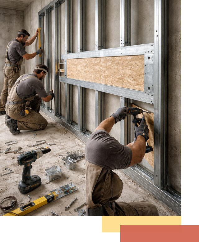 Усиленная перегородка для крепления тяжёлых конструкций в Луховицах