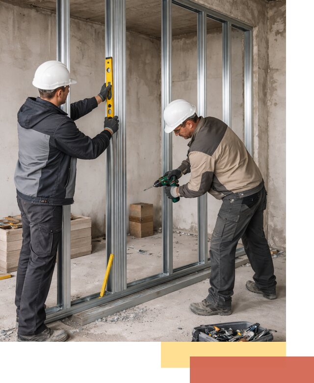 Монтаж каркаса перегородки из профиля в Луховицах