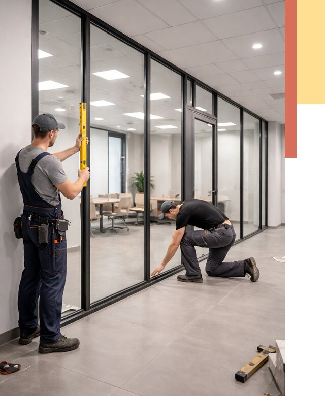 Каркасные стеклянные перегородки в Луховицах под ключ от 9517 руб. | ОТДЕЛОЧНИК-Лхв