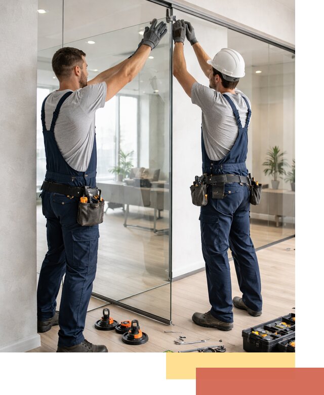 Безрамные стеклянные перегородки под ключ в Луховицах