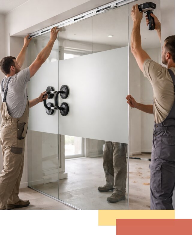 Матовые стеклянные перегородки под ключ в Луховицах