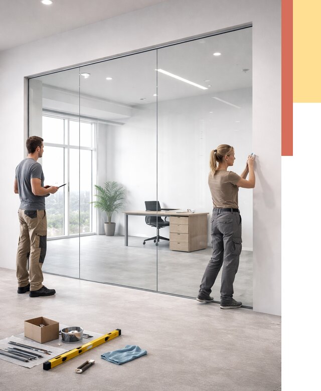 Перегородки из закаленного стекла в Луховицах от 9828 руб. под ключ | ОТДЕЛОЧНИК-Лхв