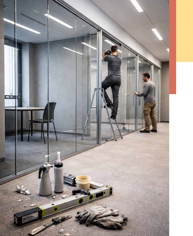 Стеклянные офисные перегородки в Луховицах от 8793 руб. — монтаж и установка | ОТДЕЛОЧНИК-Лхв