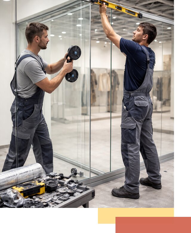 Стеклянные перегородки для магазинов в Луховицах — монтаж и установка