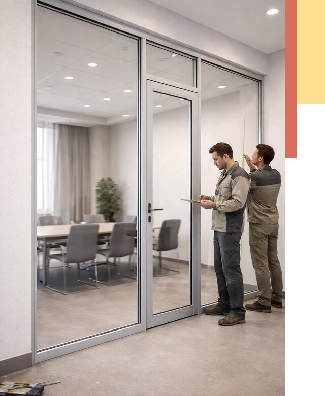 Установка и монтаж алюминиевых перегородок со стеклом в Луховицах от 8483 руб. | ОТДЕЛОЧНИК-Лхв