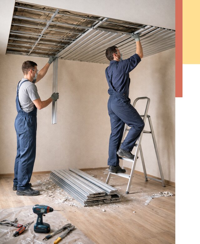 Демонтаж реечного потолка в Луховицах от 4655 руб. быстро и недорого | ОТДЕЛОЧНИК-Лхв