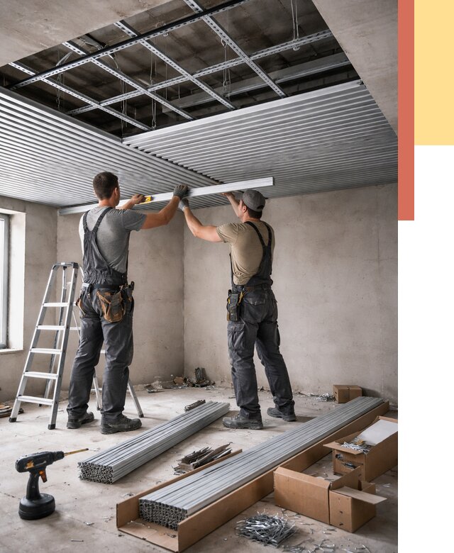 Монтаж реечного потолка в Луховицах от 4655 руб. под ключ | ОТДЕЛОЧНИК-Лхв