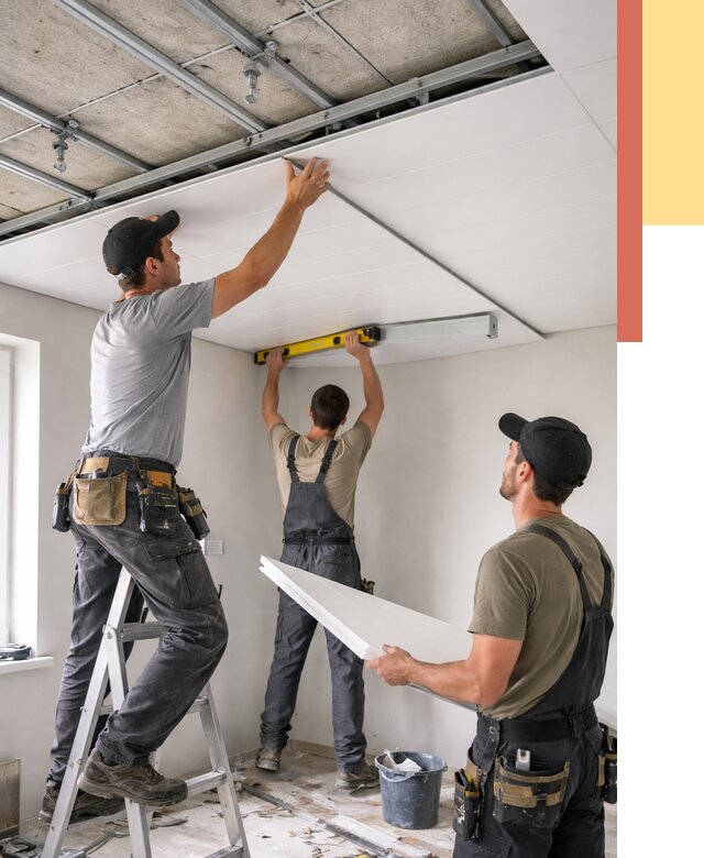 Монтаж потолка из ПВХ панелей в Луховицах от 3621 руб./м2 — быстро и недорого | ОТДЕЛОЧНИК-Лхв