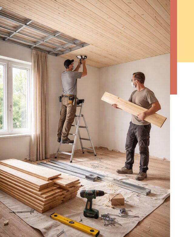 Монтаж потолка из вагонки в Луховицах от 6724 руб. | Быстро и недорого — ОТДЕЛОЧНИК-Лхв