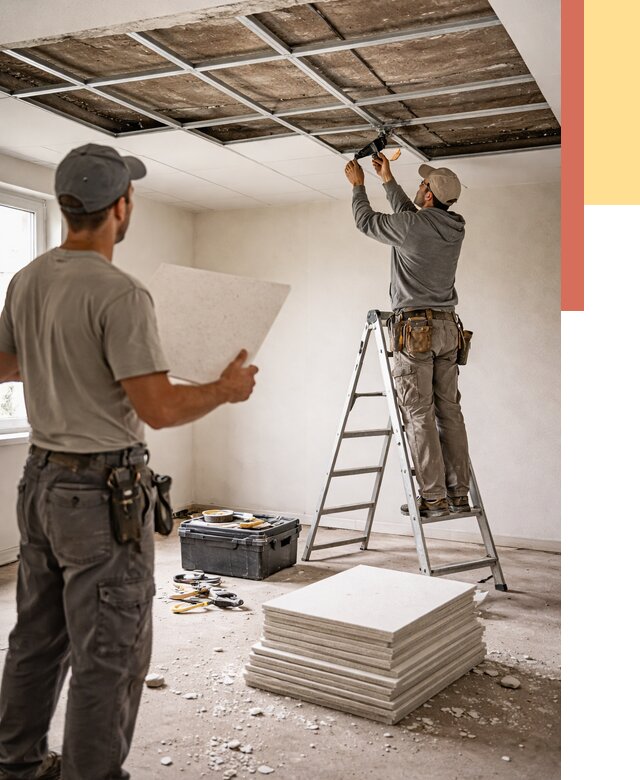 Замена плит подвесного потолка в Луховицах от 1810 руб. быстро и недорого | ОТДЕЛОЧНИК-Лхв