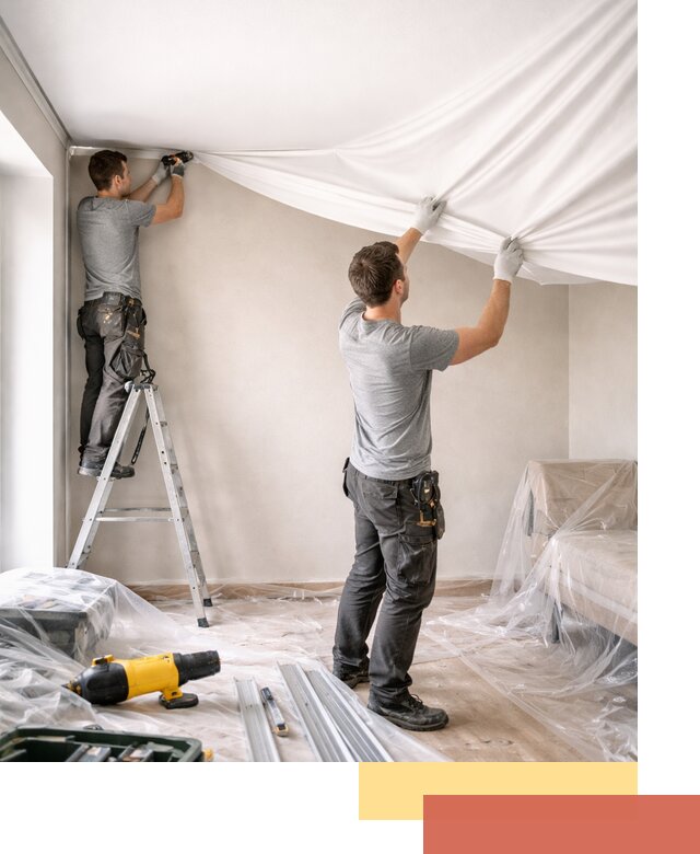 Монтаж тканевого натяжного потолка в Луховицах недорого и быстро