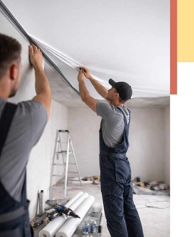 Монтаж матового натяжного потолка в Луховицах от 4655 руб./м² — быстро и недорого | ОТДЕЛОЧНИК-Лхв